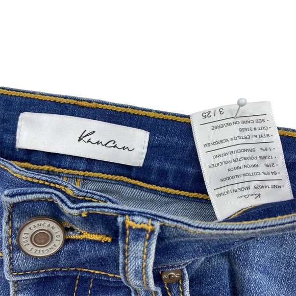 KANCAN Jeans Mid Rise Skinny Leg Denim Stretch, Distressed - Picture 5 of 6
